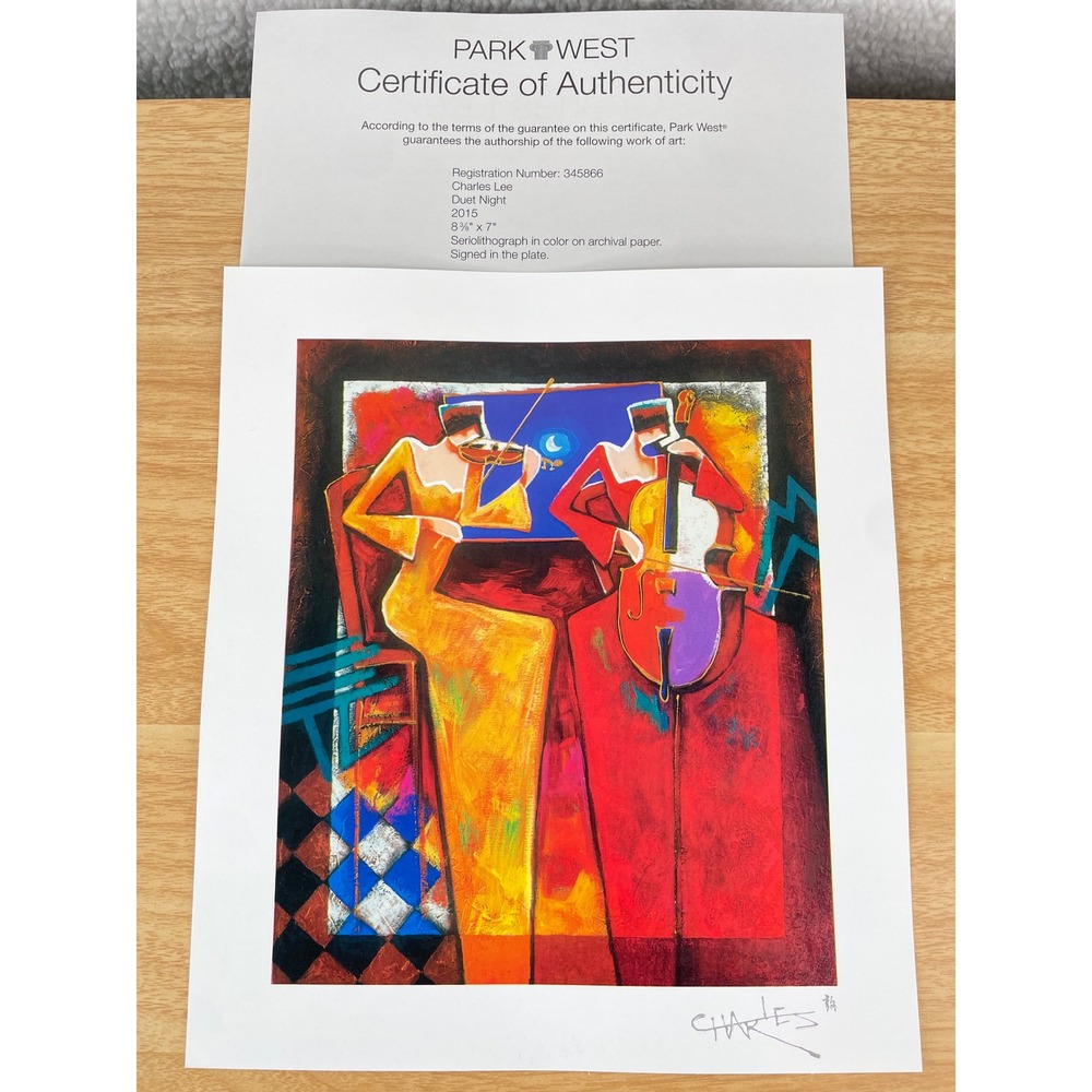 Charles Lee‎ Duet Night Seriolithograph 2015 Signed Park West COA 8.375x7 Art